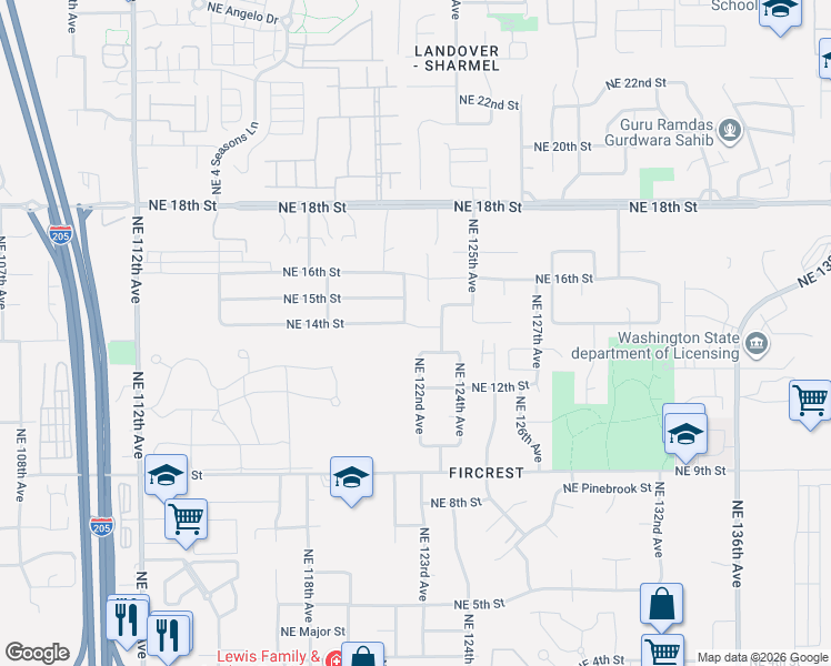 map of restaurants, bars, coffee shops, grocery stores, and more near 1304 Northeast 122nd Avenue in Vancouver