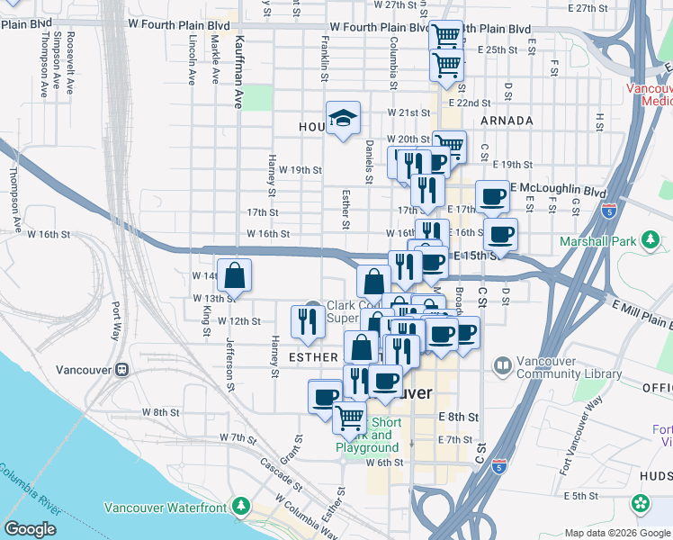 map of restaurants, bars, coffee shops, grocery stores, and more near in 