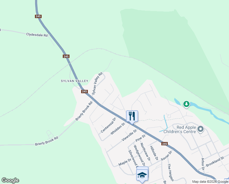 map of restaurants, bars, coffee shops, grocery stores, and more near 22 Macdougall Street in Antigonish