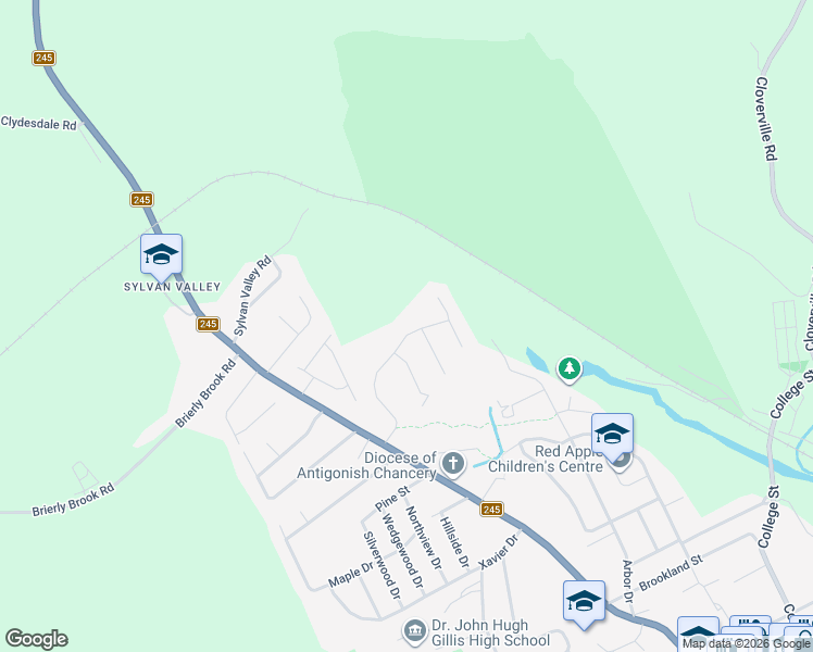 map of restaurants, bars, coffee shops, grocery stores, and more near 57 Vincent Way in Antigonish