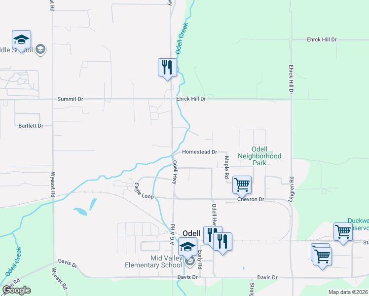 map of restaurants, bars, coffee shops, grocery stores, and more near 3680 Homestead Drive in Hood River