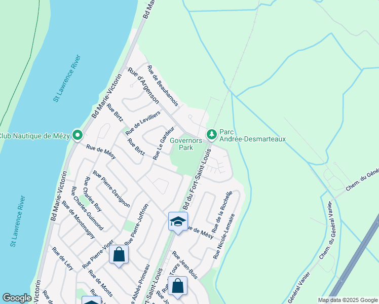 map of restaurants, bars, coffee shops, grocery stores, and more near 100 Rue d'Argenson in Boucherville