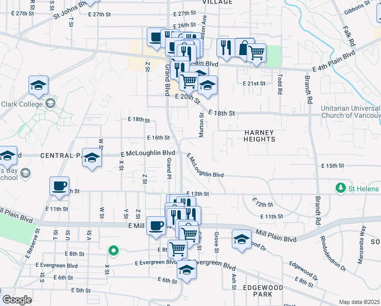 map of restaurants, bars, coffee shops, grocery stores, and more near 1520 East 16th Place in Vancouver