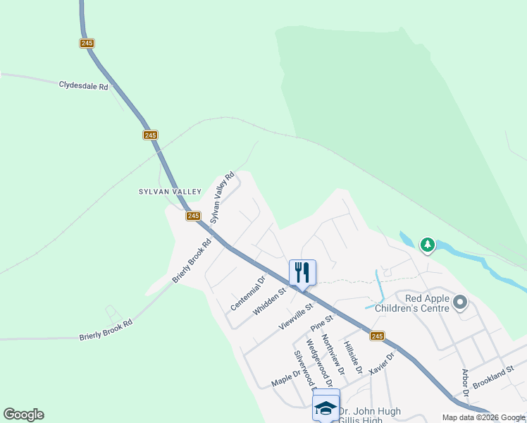map of restaurants, bars, coffee shops, grocery stores, and more near 2 Sunrise Crescent in Antigonish