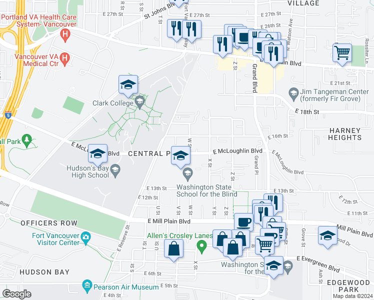 map of restaurants, bars, coffee shops, grocery stores, and more near 1500 W Street in Vancouver