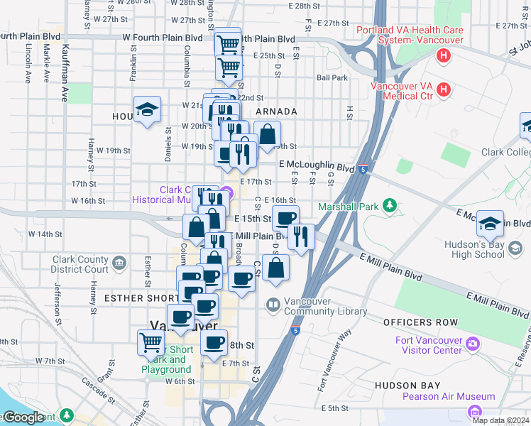 map of restaurants, bars, coffee shops, grocery stores, and more near 316 East 15th Street in Vancouver