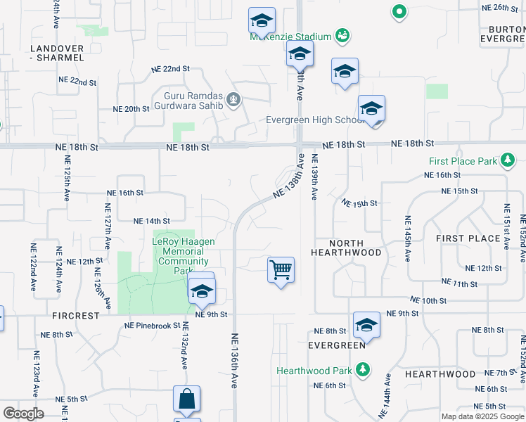 map of restaurants, bars, coffee shops, grocery stores, and more near 1402 Northeast 138th Avenue in Vancouver