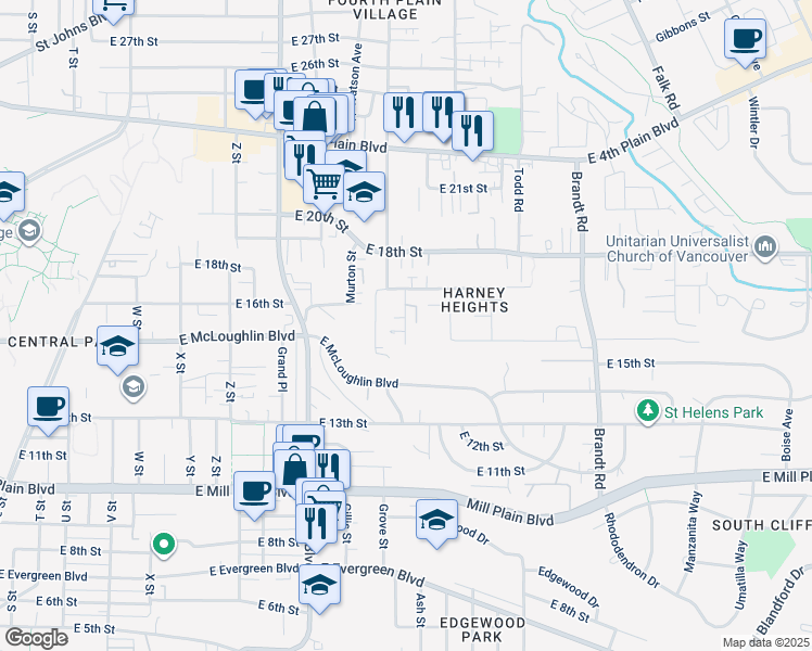 map of restaurants, bars, coffee shops, grocery stores, and more near 1602 Ash Street in Vancouver