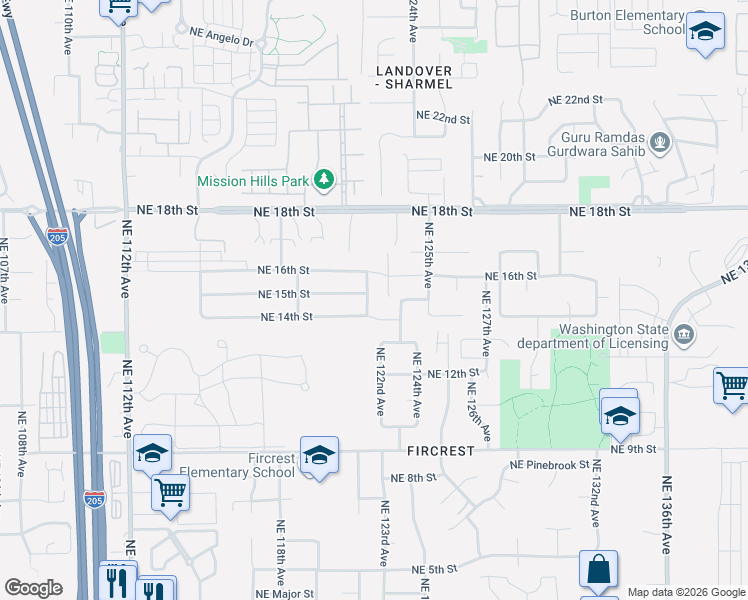 map of restaurants, bars, coffee shops, grocery stores, and more near 1409 Northeast 121st Avenue in Vancouver