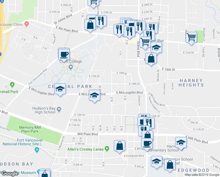 map of restaurants, bars, coffee shops, grocery stores, and more near 1510 X Street in Vancouver