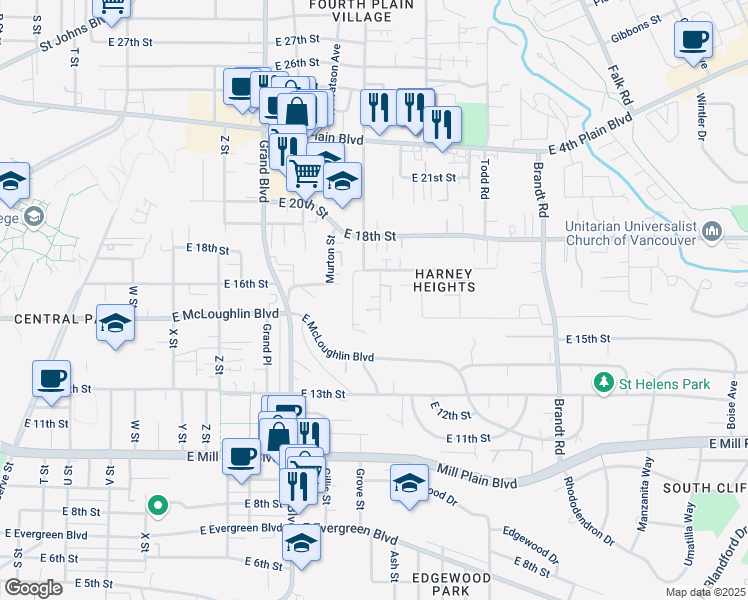 map of restaurants, bars, coffee shops, grocery stores, and more near 1602 Ash Street in Vancouver