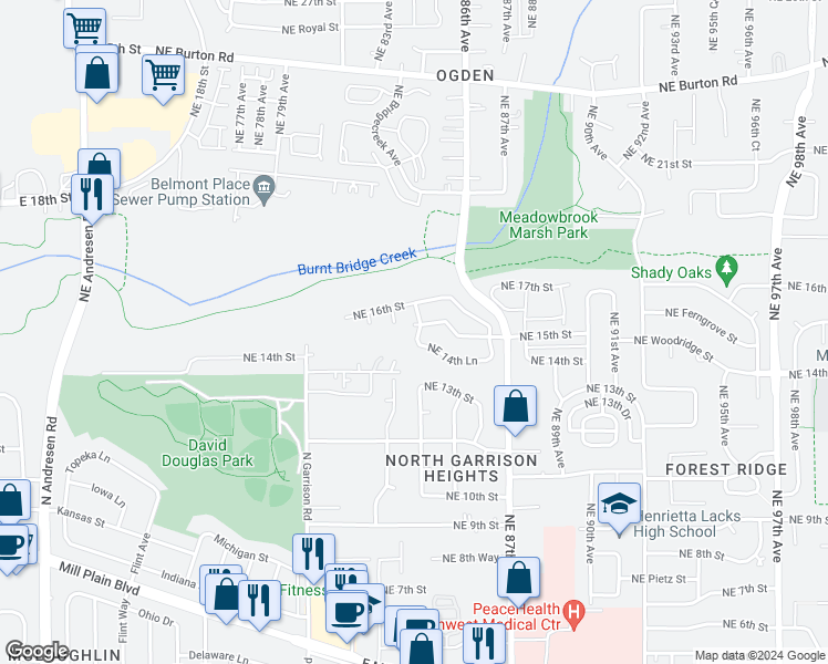 map of restaurants, bars, coffee shops, grocery stores, and more near 8317 Northeast 15th Street in Vancouver