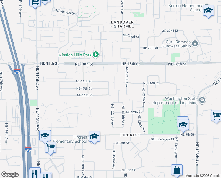 map of restaurants, bars, coffee shops, grocery stores, and more near 1411 Northeast 121st Avenue in Vancouver