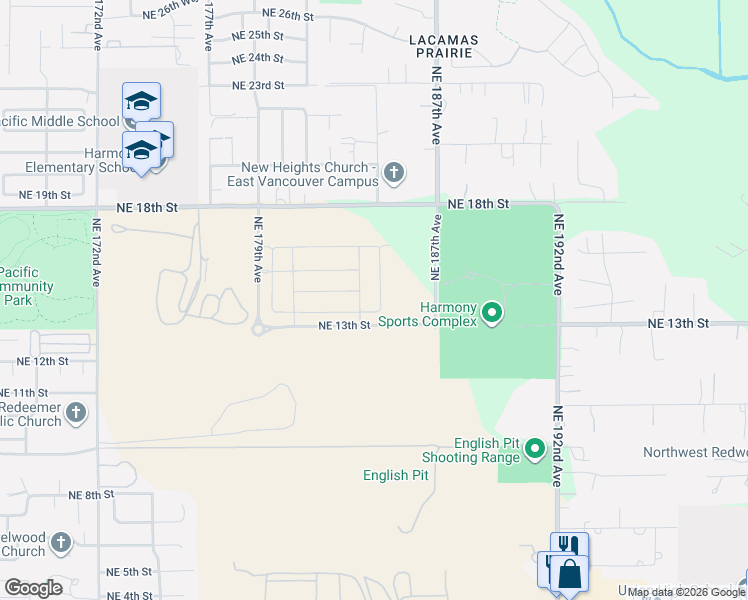 map of restaurants, bars, coffee shops, grocery stores, and more near 1408 Northeast 185th Avenue in Vancouver