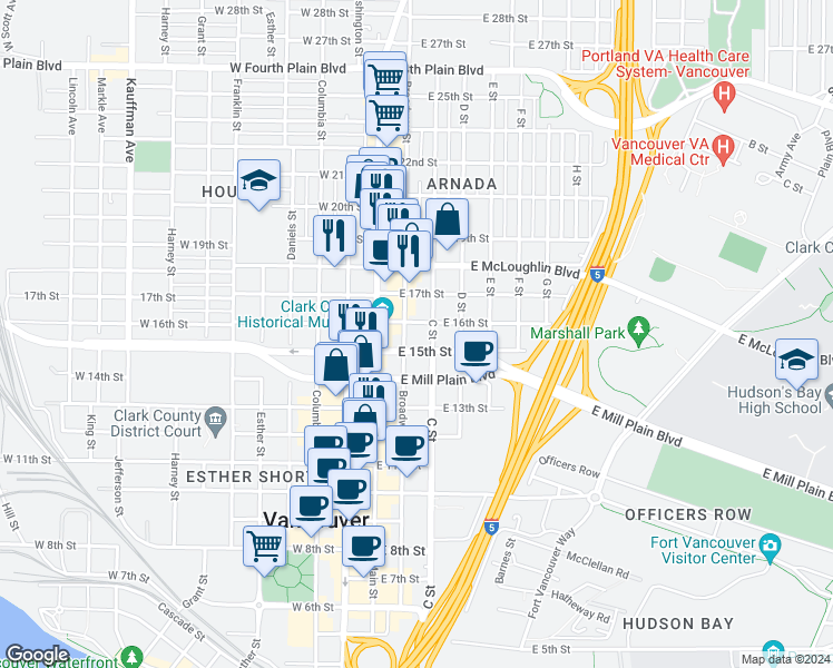 map of restaurants, bars, coffee shops, grocery stores, and more near 205 East 16th Street in Vancouver