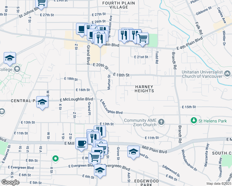 map of restaurants, bars, coffee shops, grocery stores, and more near 1530 Cellars Avenue in Vancouver