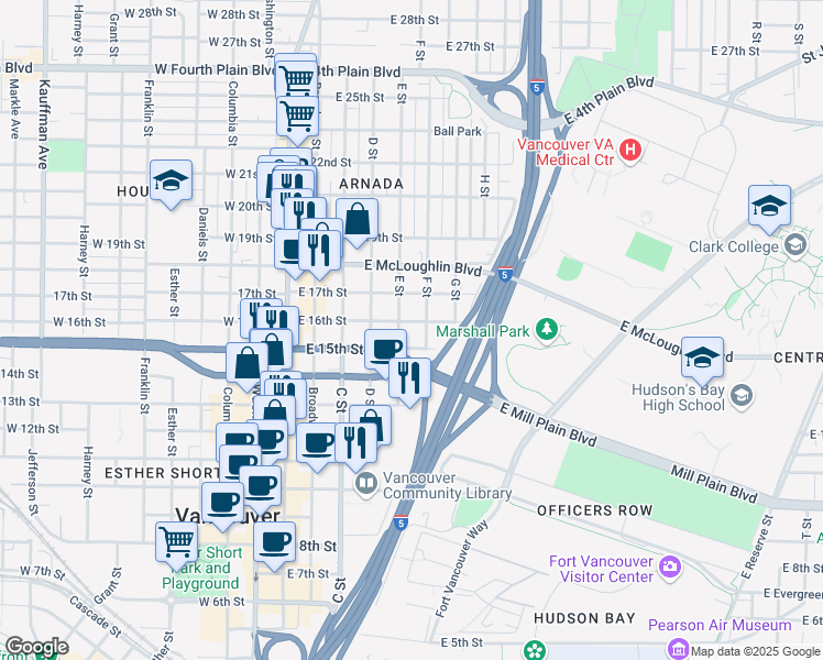 map of restaurants, bars, coffee shops, grocery stores, and more near 501 East 16th Street in Vancouver