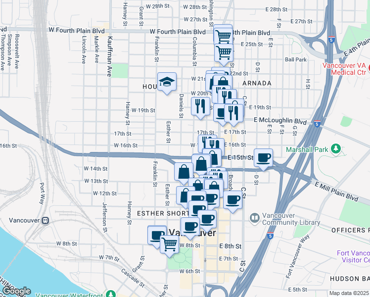 map of restaurants, bars, coffee shops, grocery stores, and more near 319 West 16th Street in Vancouver