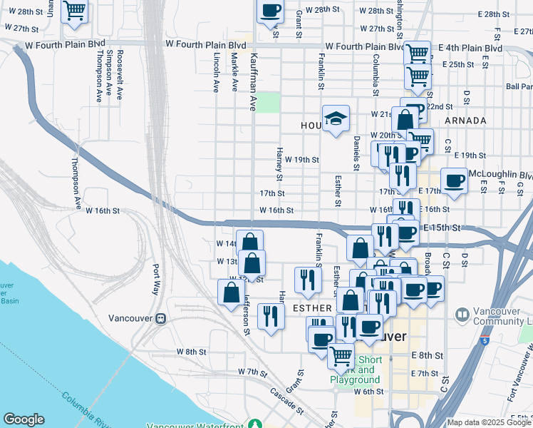 map of restaurants, bars, coffee shops, grocery stores, and more near 855 West 16th Street in Vancouver