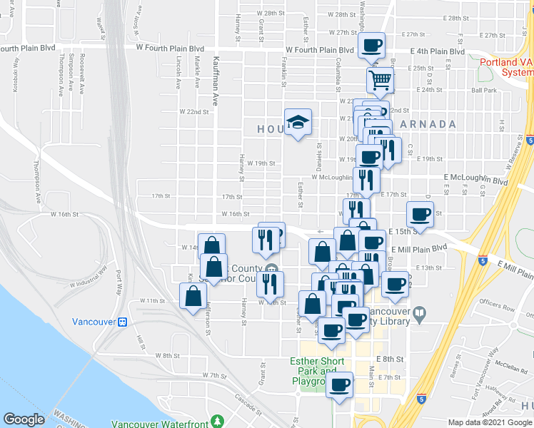 map of restaurants, bars, coffee shops, grocery stores, and more near 650 West 16th Street in Vancouver