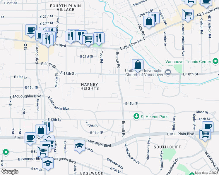 map of restaurants, bars, coffee shops, grocery stores, and more near 1438 Brandt Road in Vancouver