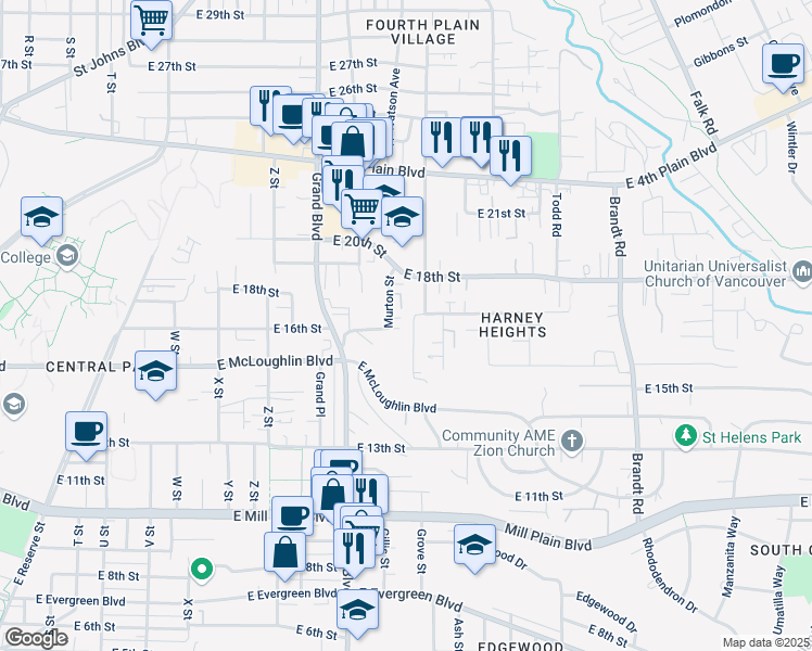 map of restaurants, bars, coffee shops, grocery stores, and more near 1530 Cellars Avenue in Vancouver