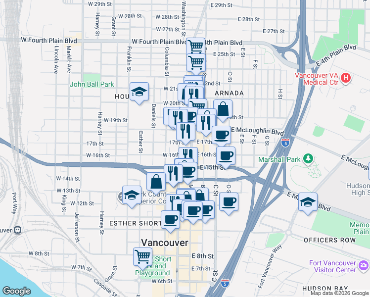 map of restaurants, bars, coffee shops, grocery stores, and more near 137 West 17th Street in Vancouver