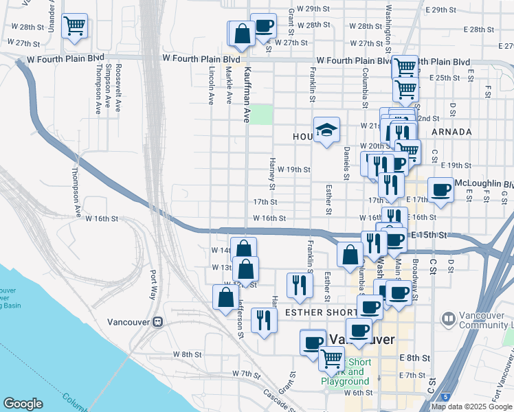 map of restaurants, bars, coffee shops, grocery stores, and more near 901 West 17th Street in Vancouver
