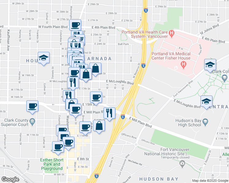 map of restaurants, bars, coffee shops, grocery stores, and more near 575 East 17th Street in Vancouver