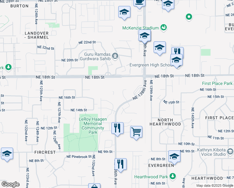 map of restaurants, bars, coffee shops, grocery stores, and more near 1402 NE 136th Ave in Vancouver