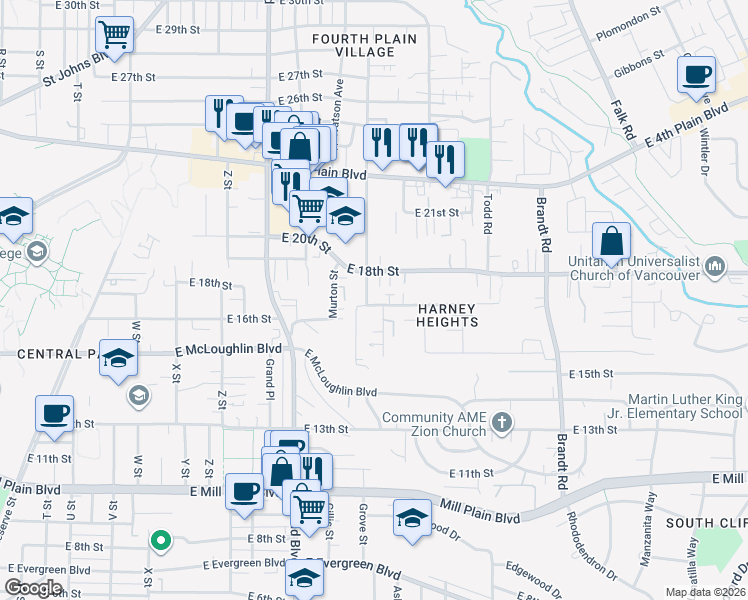 map of restaurants, bars, coffee shops, grocery stores, and more near 1701 Norris Road in Vancouver