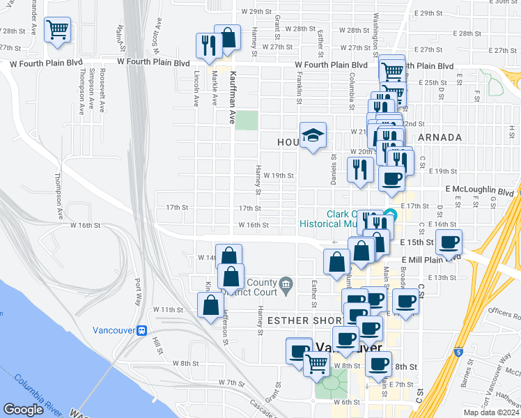 map of restaurants, bars, coffee shops, grocery stores, and more near 747 West 17th Street in Vancouver