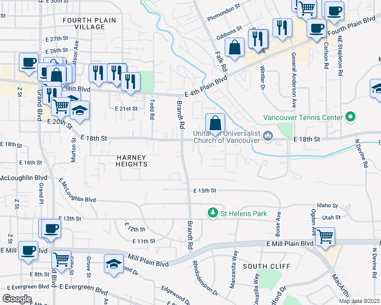 map of restaurants, bars, coffee shops, grocery stores, and more near in Vancouver