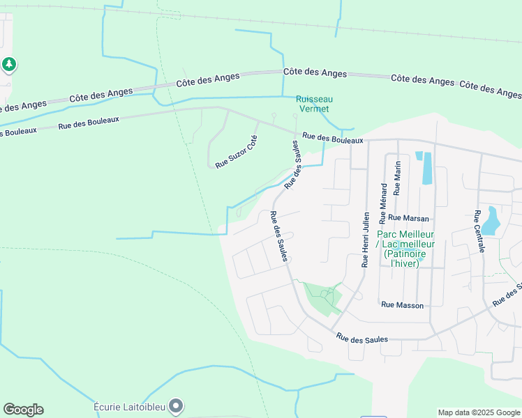 map of restaurants, bars, coffee shops, grocery stores, and more near 13690 Rue Alfred Pellan in Mirabel
