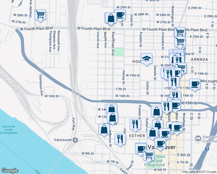 map of restaurants, bars, coffee shops, grocery stores, and more near 1008 West 17th Street in Vancouver