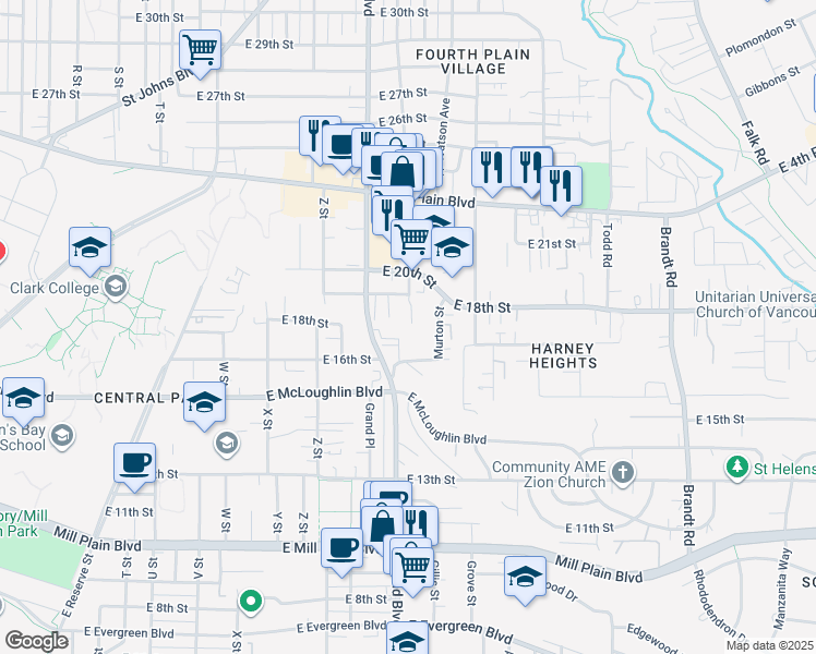map of restaurants, bars, coffee shops, grocery stores, and more near 2815 East 19th Street in Vancouver