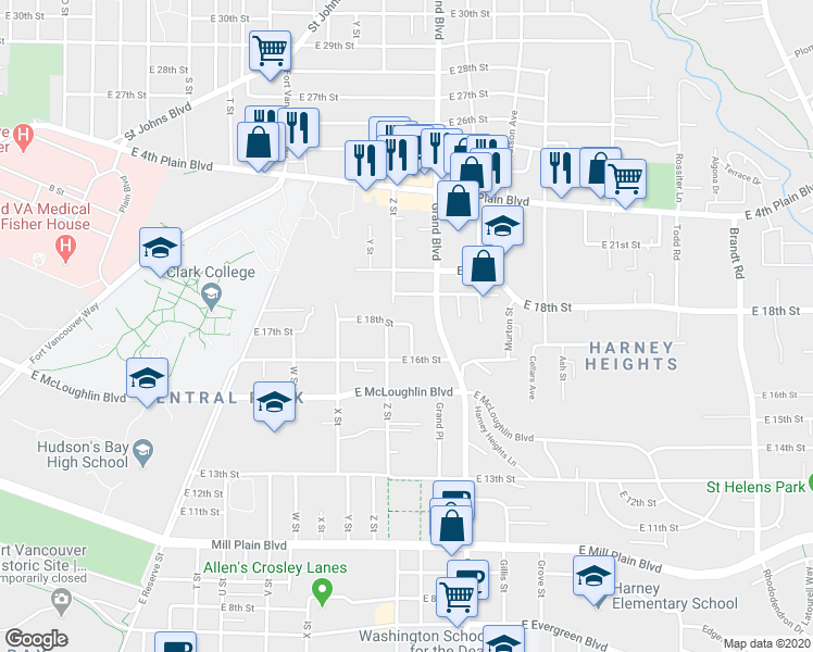 map of restaurants, bars, coffee shops, grocery stores, and more near 2613 East 18th Street in Vancouver