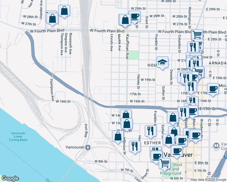 map of restaurants, bars, coffee shops, grocery stores, and more near 1140 West 17th Street in Vancouver