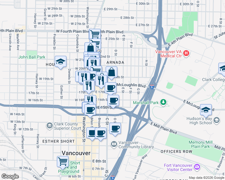map of restaurants, bars, coffee shops, grocery stores, and more near 318 East 17th Street in Vancouver