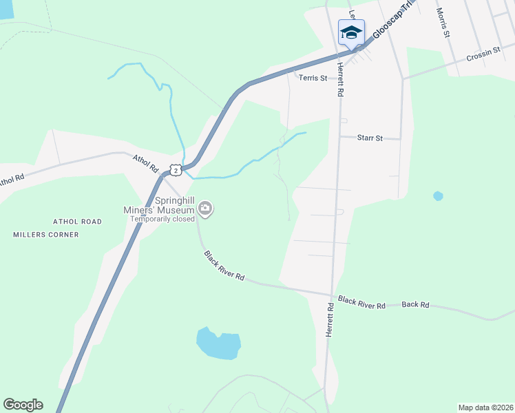 map of restaurants, bars, coffee shops, grocery stores, and more near 57 Black River Road in Springhill