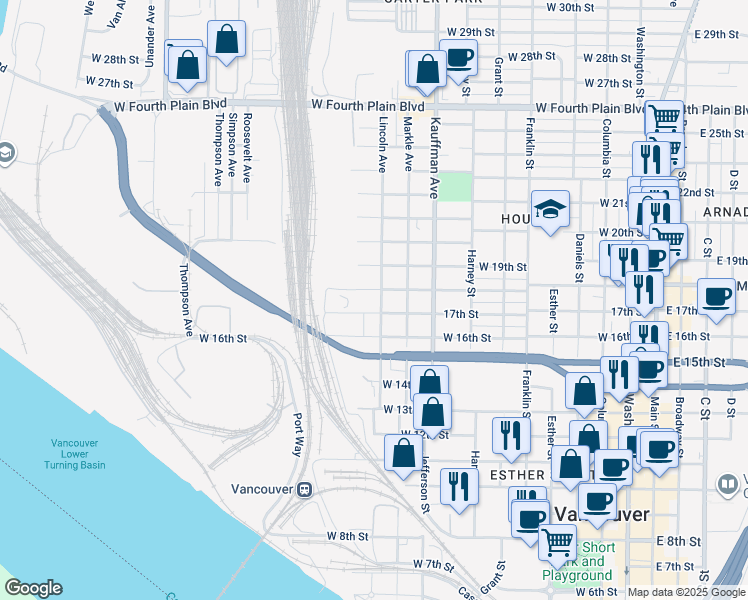 map of restaurants, bars, coffee shops, grocery stores, and more near 1708 Lincoln Avenue in Vancouver