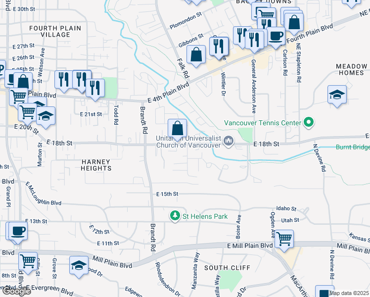 map of restaurants, bars, coffee shops, grocery stores, and more near 1714 Bryant Street in Vancouver