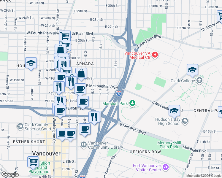 map of restaurants, bars, coffee shops, grocery stores, and more near 714 East 17th Street in Vancouver