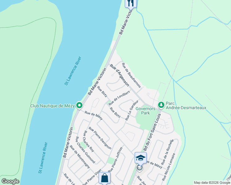 map of restaurants, bars, coffee shops, grocery stores, and more near 1025 Rue Michel-Moreau in Boucherville