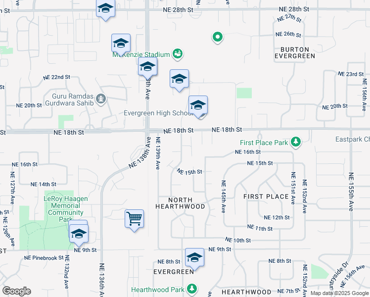 map of restaurants, bars, coffee shops, grocery stores, and more near 1603 Northeast 141st Avenue in Vancouver