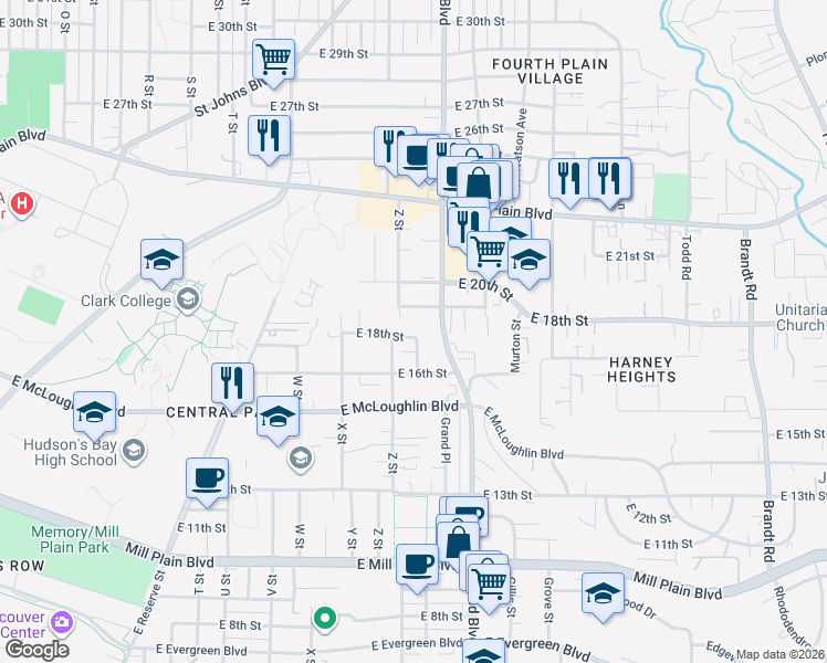 map of restaurants, bars, coffee shops, grocery stores, and more near 2616 East 18th Street in Vancouver