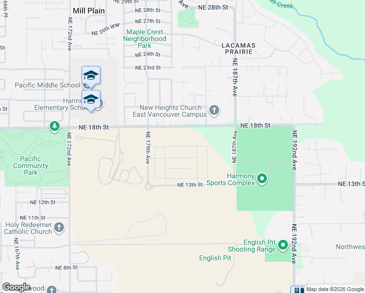 map of restaurants, bars, coffee shops, grocery stores, and more near 18210 Northeast 17th Street in Vancouver