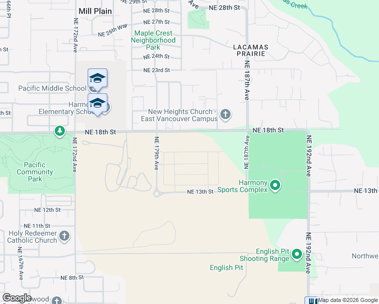 map of restaurants, bars, coffee shops, grocery stores, and more near 18206 Northeast 17th Street in Vancouver