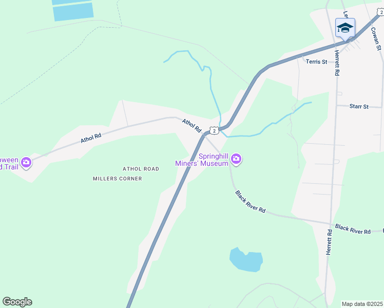 map of restaurants, bars, coffee shops, grocery stores, and more near 205 McGee Street in Springhill