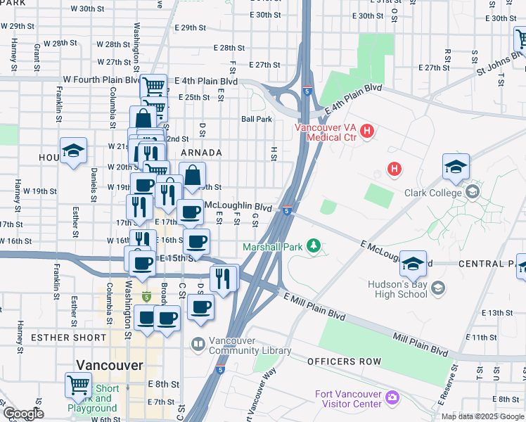 map of restaurants, bars, coffee shops, grocery stores, and more near 714 East 17th Street in Vancouver